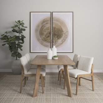 Mercana Tahoe Cream Boucle Upholstered And Light Brown Wood Armless Dining Chair