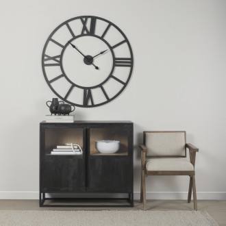 Mercana Sloan Black Wood With Black Metal Frame Accent Cabinet