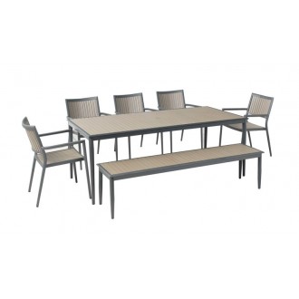 Alfresco Home Genevieve 72" Aluminum / Polywood Dining Bench - Lifestyle