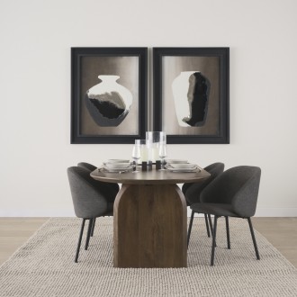 Mercana Shannon Dining Chair With Gray Fabric & Matte Black Metal