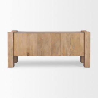 Mercana Beth Light Brown Wood w/ 3 Doors Sideboard Front