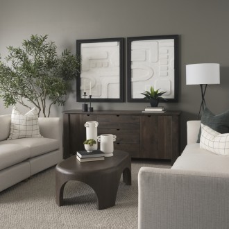 Mercana Shima Oval Brown Wood With Arched Legs Coffee Table Dark