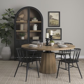 Mercana Swanson 60" Light Brown Wood Round Pedestal Dining Table