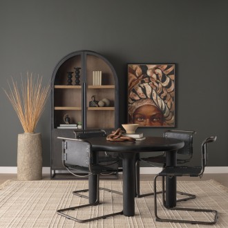 Mercana Soma Textured Black Acacia Wood Round Dining Table