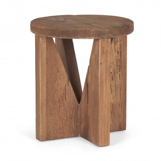 Mercana Tahlia Round Natural Brown Wood With Angled Legs Stool Front