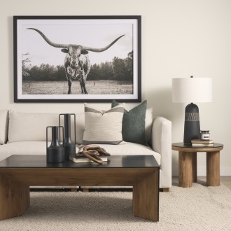 Mercana Tabor Natural Wood With Black Oak Waterfall Coffee Table