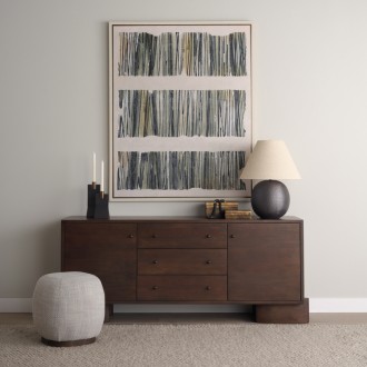 Mercana Jonan Dark Brown Wood With Dark Aged Brass 2 Door 3 Drawer Sideboard 