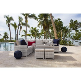 Hospitality Rattan Patio Athens 5-Piece Sectional Dining Set with Cushions Side View