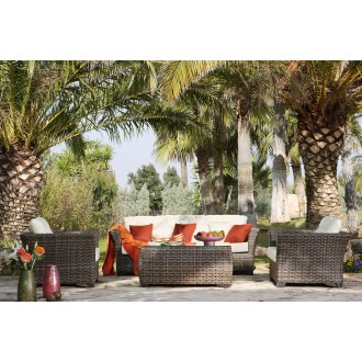 Hospitality Rattan Patio Fiji Lounge Chair with Cushions Set View