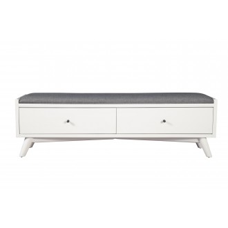 Alpine Furniture Flynn Bench, White - Front Angle