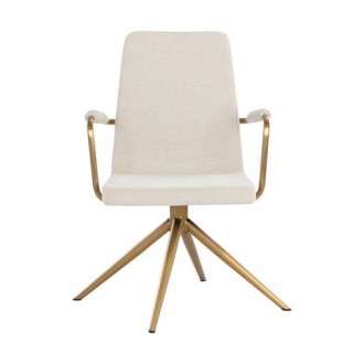 Sunpan Hilda Swivel Dining Armchair - Chacha Cream - Front Angle