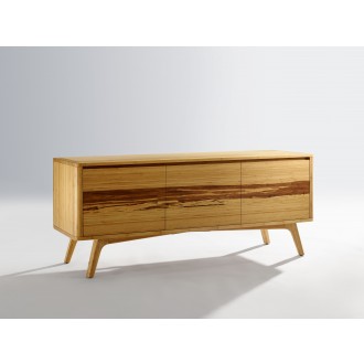 Greenington Azara Media Cabinet, Caramelized / Sable - Front Side ANgle