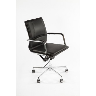 Stilnovo  Mid-Century Genuine Leather Executive Office Chair - Black