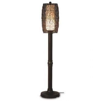 Patio Concepts Bristol 58"/70" Floor Lamp with 2"/3" in Random Weave Walnut Wicker Barrel Shade