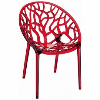 Compamia Crystal Polycarbonate Modern Dining Chair Transparent Red - Set of 2
