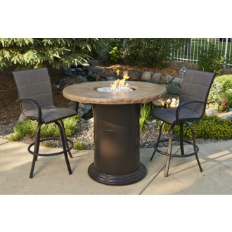 Outdoor Greatroom Company 48" Colonial Pub Crystal Fire Pit Table with Mocha Top - Lifestyle