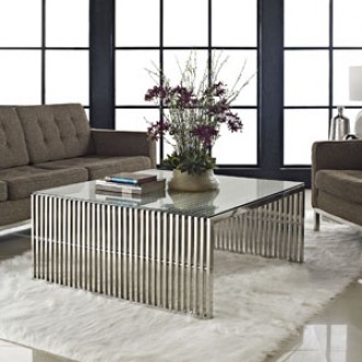 Modway Gridiron Coffee Table in Silver