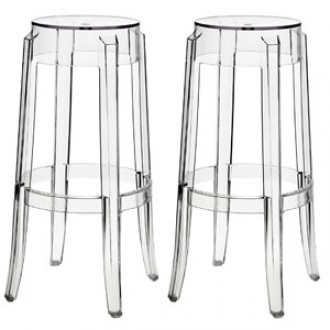Modway Casper Bar Stools Set of 2 in Clear