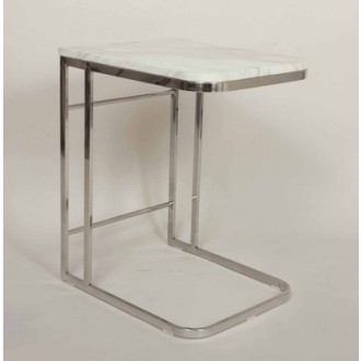 Stilnovo Carrara Marble Side Table With Stainless Steel Frame