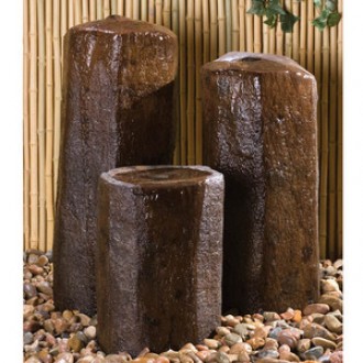 Fireside America Hargrove Outdoor 40 Inches Basalt Column Fountain Kit - Dark Brown