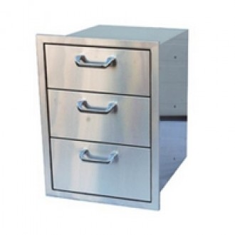 Outdoor Greatroom Company 3-Drawer Cabinet - Stainless Steel - Front Side View