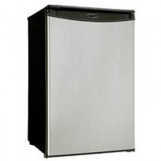 Outdoor Greatroom Company Darby Glass Shelve Stainless Steel Refrigerator - Front Side Angle