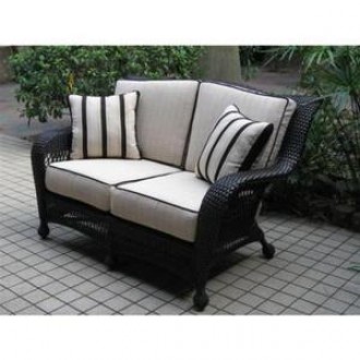 Outdoor Greatroom Company Loveseat w/ 4 pc. Cushions in Ivory - Front Side Angle