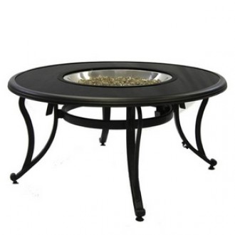 Outdoor Greatroom Company Black Glass - Fire Pit Table - Front Side Angle