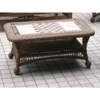 Outdoor Greatroom Company Naples Coffee Table w/Aldon-Sealed Smooth Stone Top - Lifestyle
