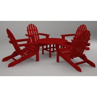 Poly-Wood Classic Adirondack 5-Pc. Conversation Group in Sunset Red