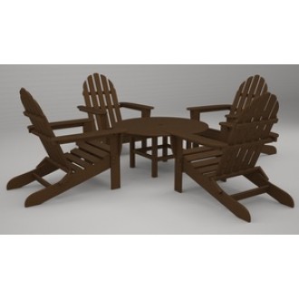 Poly-Wood Classic Adirondack 5-Pc. Conversation Group in Teak