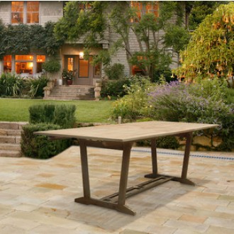 Vifah Modern Patio Renaissance Outdoor Hand-scraped Hardwood Rectangular Extension Dining Table
