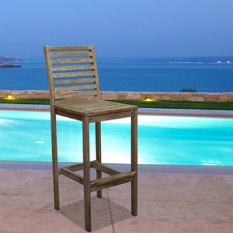 Vifah Modern Patio Renaissance Outdoor Hand-scraped Hardwood Bar Chair