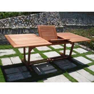 Vifah Modern Patio Outdoor Eucalyptus Wood Rectangular Extention Table with Foldable Butterfly Center