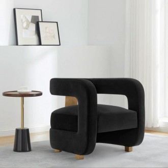 Manhattan Comfort Modern Amirah Velvet Accent Chair In Black