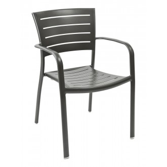 Aluminum Arm Chair W/ Groove Cut Out - Bronze