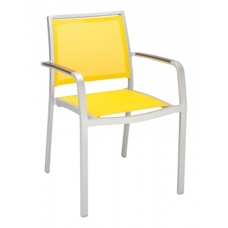 Aluminum Arm Chair with Silver Frame - Mango