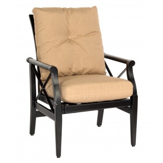 Woodard Andover Cushion Rocking Dining Arm Chair - Angled View