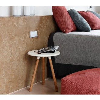 Cane-Line Area Table/Stool Teak White / Aluminum Side Table