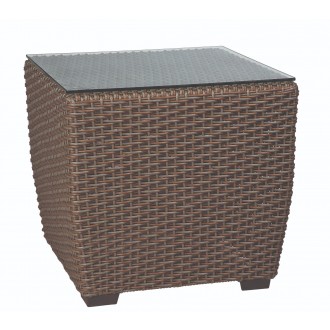 Woodard Augusta Wicker Woven Square End Table - Angled View