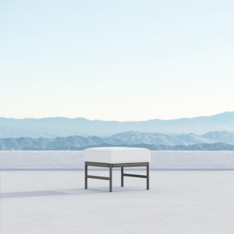 Azzurro Living Avalon Ottoman With Matte Charcoal Aluminum Frame And Lava Gray All-Weather Rope - Lifestyle
