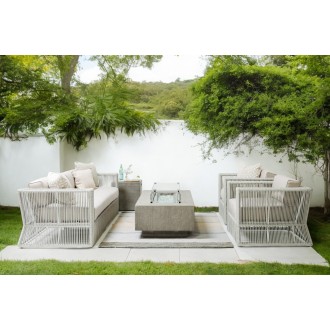 Sunset West Gravelstone Rectangular Fire Table w/ Glass Surround
