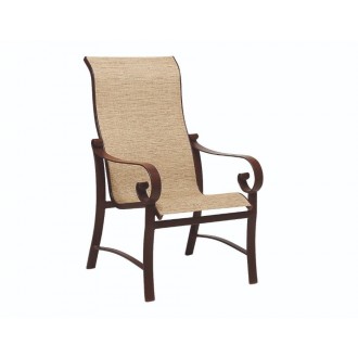 Woodard Belden Sling High Back Dining Arm Chair - Angled