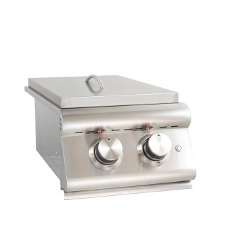 Blaze Grills Built-In Premium LTE Double Side Burner with Lights - Angled and Closed