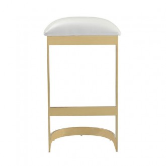 Manhattan Comfort Aura 28.54 in. White and Polished Brass Stainless Steel Bar Stool Back