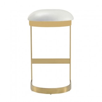Manhattan Comfort Aura 28.54 in. White and Polished Brass Stainless Steel Bar Stool Front