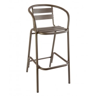 Capri Arm Barstool - Powder Coated Aluminum - Bronze/Soft Gray