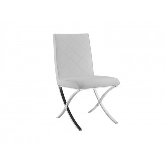 Casabianca LOFT Dining Chair In White Pu-leather With Stainless Steel Base - Single