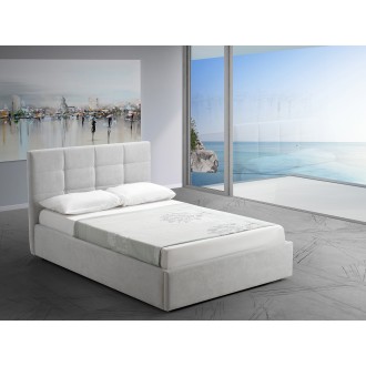 Casabianca MARIO Full Size Bed In Light Gray Fabric Tufted Headboard With Storage - Lifestyle