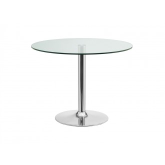 Casabianca FORTE Dining Table In Clear Glass With Polished Stainless Steel Base - Front